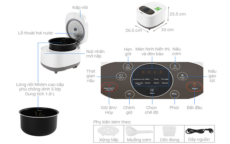Nồi cơm điện tử Philips HD4533 - Hàng chính hãng