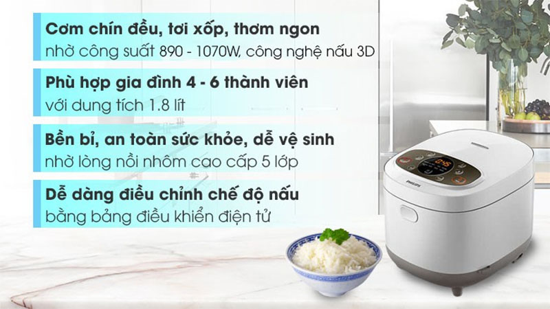 Nồi cơm điện tử Philips HD4533 - Hàng chính hãng