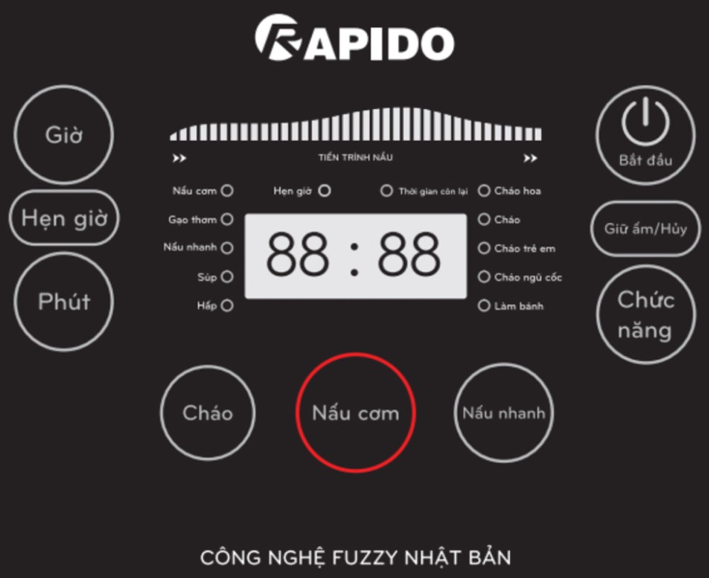 Nồi cơm điện tử Rapido RC-1.8D - Hàng chính hãng