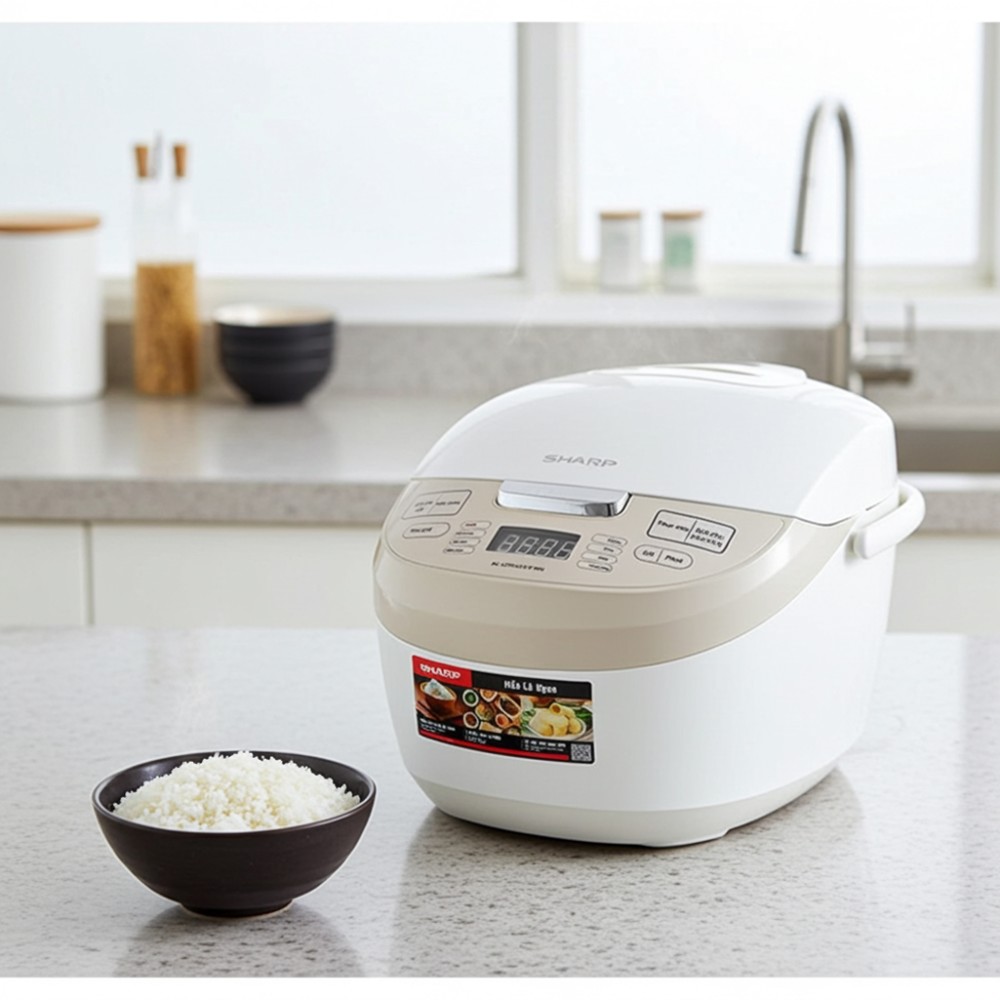 Nồi cơm điện tử Sharp 1.8 lít KS-COM191EV-WH - Hàng chính hãng