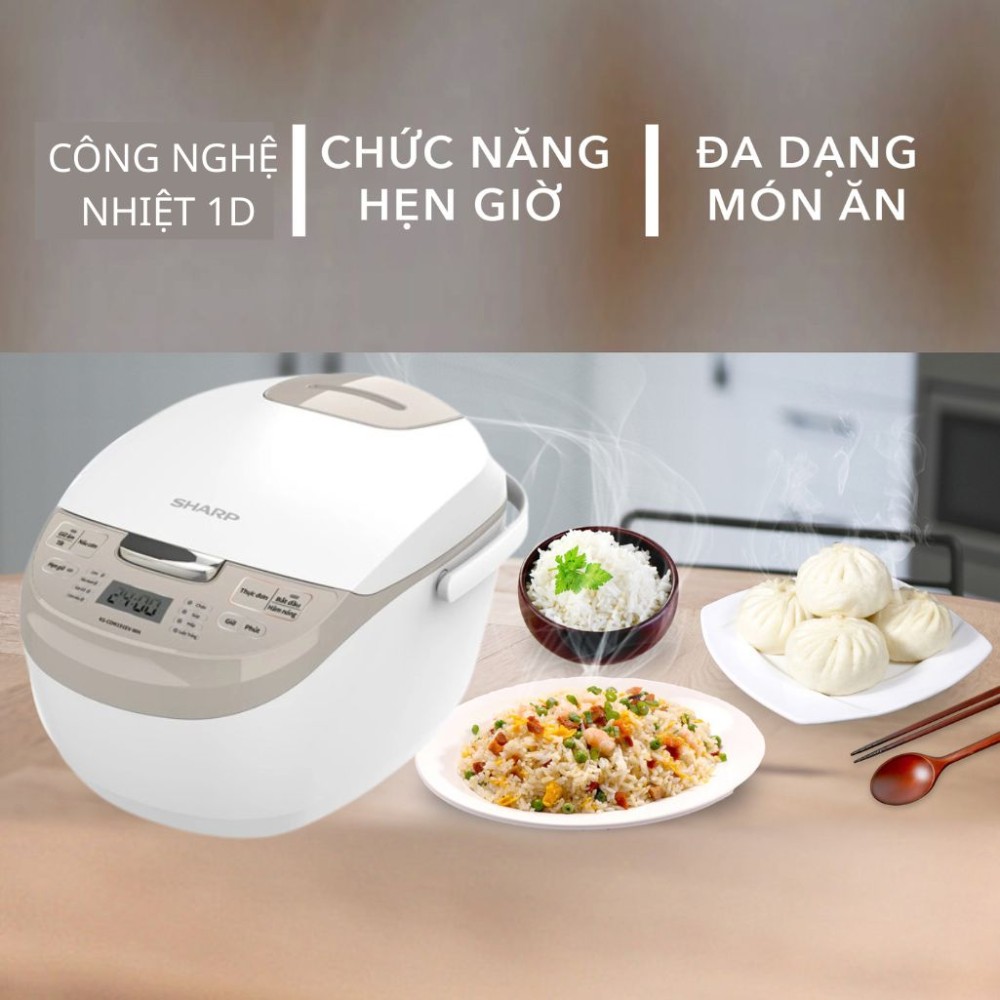 Nồi cơm điện tử Sharp 1.8 lít KS-COM191EV-WH - Hàng chính hãng