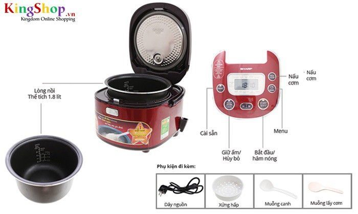 Nồi cơm điện tử Sharp KS-TH18-GL - Dung tích 1.8L - Hàng chính hãng
