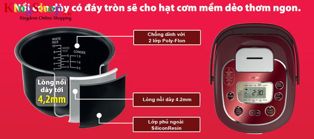 Nồi cơm điện tử Sharp KS-TH18-GL - Dung tích 1.8L - Hàng chính hãng