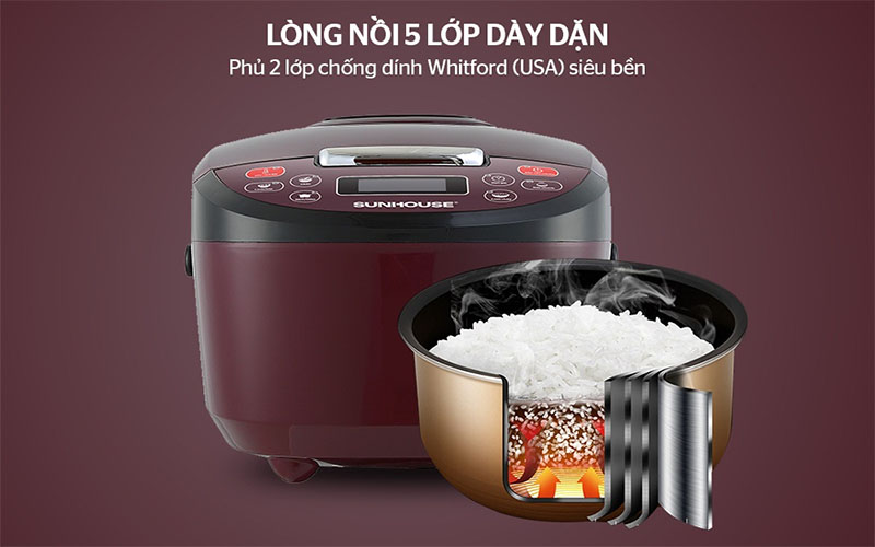 Chất liệu lòng nồi của Nồi cơm điện tử Sunhouse SHD8909