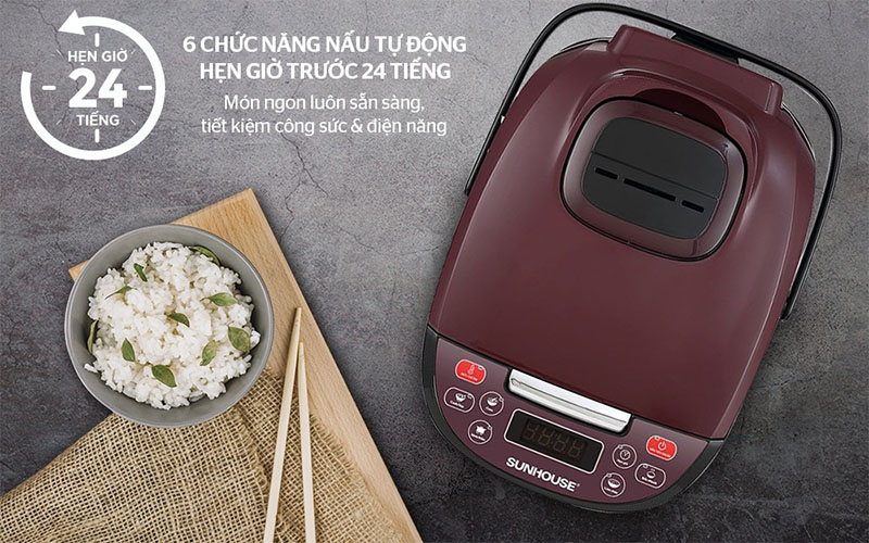 Chức năng hẹn giờ của Nồi cơm điện tử Sunhouse SHD8909