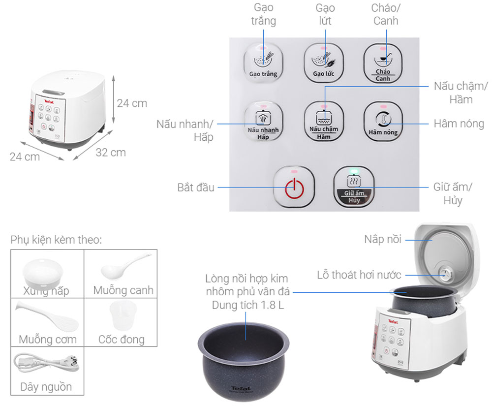 Nồi cơm điện tử Tefal RK733168 - Hàng chính hãng