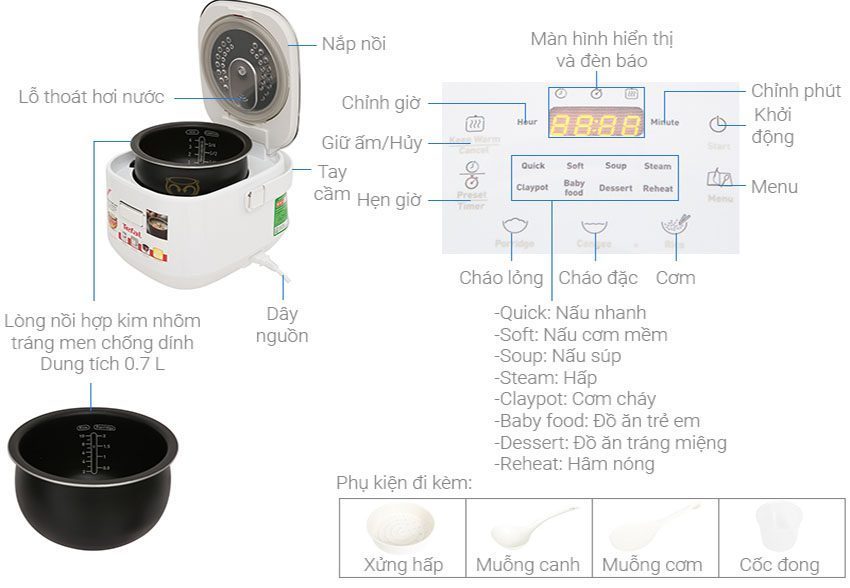 Nồi cơm điện tử Tefal RK604165 - Hàng chính hãng