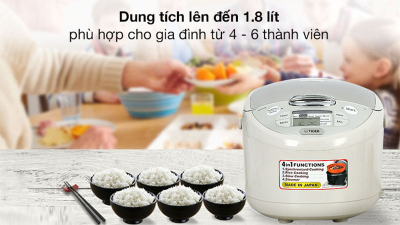 Nồi cơm điện tử Tiger JAX-S18W - Hàng chính hãng