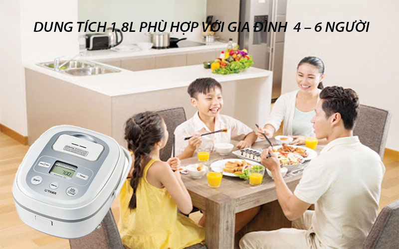 Nồi cơm điện tử Tiger JBX-B18W - Hàng chính hãng