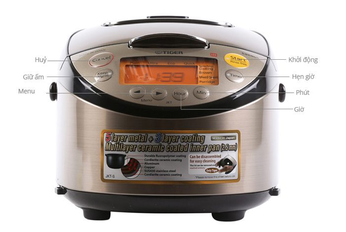 Nồi cơm điện tử Tiger JKT-S18W 1.8 lít - Hàng chính hãng