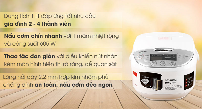 Nồi cơm điện tử Toshiba RC-10DH2PV(W) - Hàng chính hãng