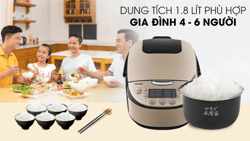 Nồi cơm điện tử Toshiba RC-18DR3PV(G) - Hàng chính hãng