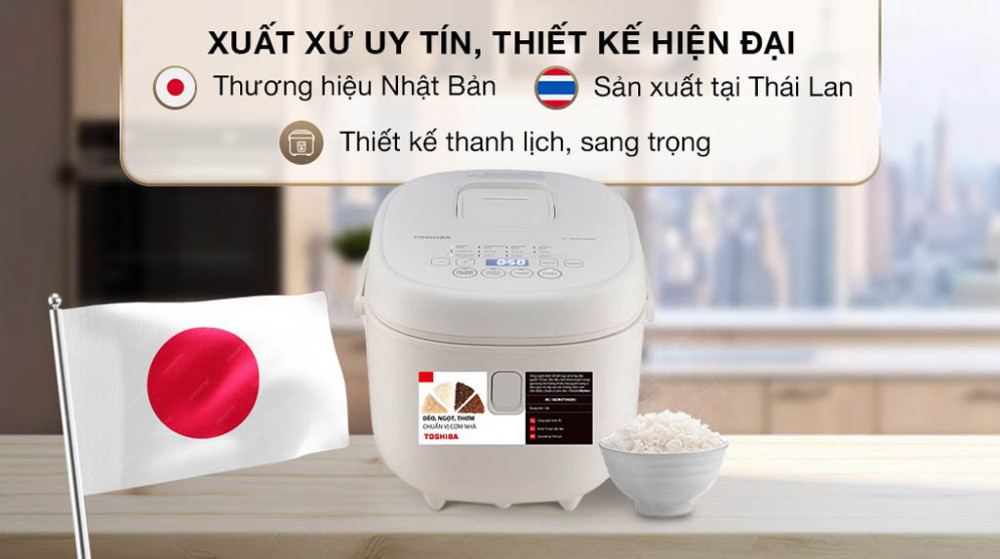 Nồi cơm điện tử Toshiba 1.8 lít RC-18DR4TVN(W)  - Hàng chính hãng