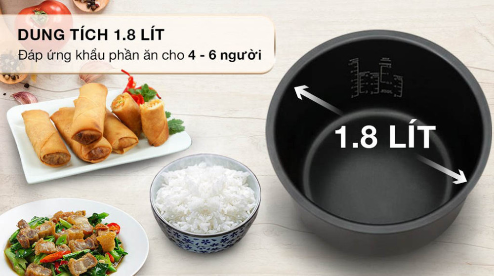 Nồi cơm điện tử Toshiba 1.8 lít RC-18DR4TVN(W)  - Hàng chính hãng