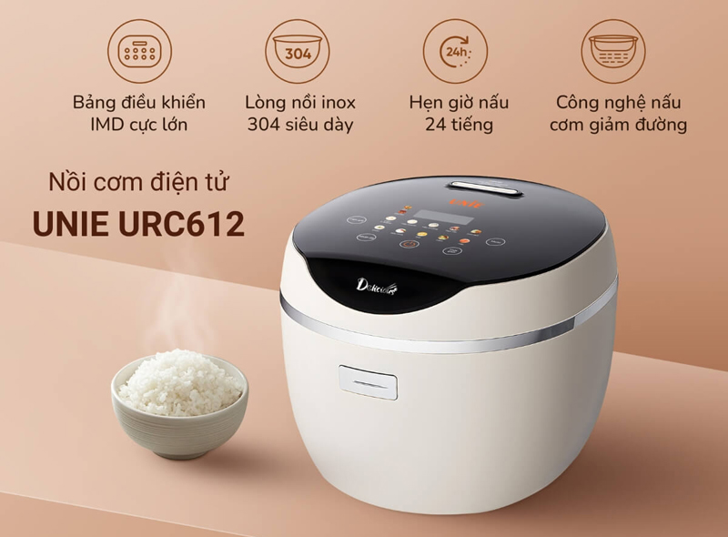 Nồi cơm điện tử tách đường Unie URC612 - Hàng chính hãng