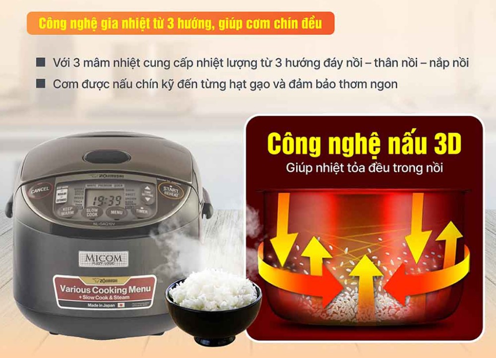 Nồi cơm điện tử Zojirushi NL-GAQ10V-BM - Hàng chính hãng