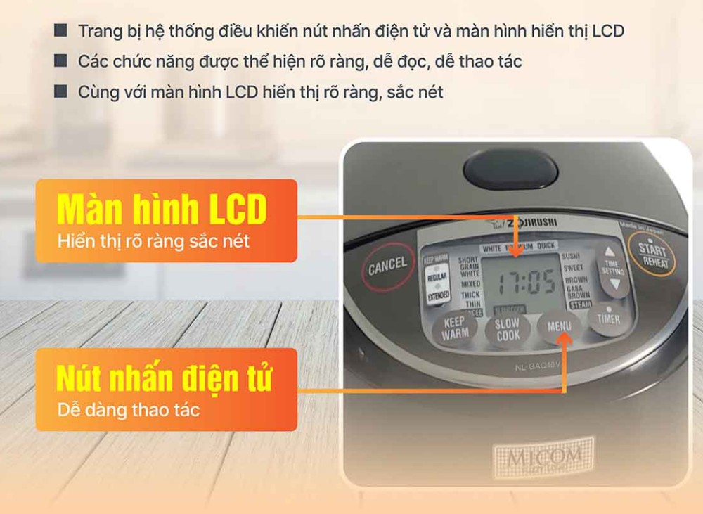 Nồi cơm điện tử Zojirushi NL-GAQ10V-BM - Hàng chính hãng