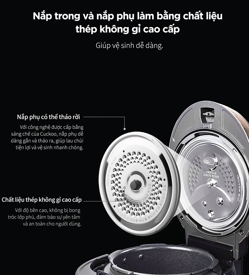 Nồi cơm điện tử áp suất Cuckoo 1.8 lít CRP-R1000F  - Hàng chính hãng
