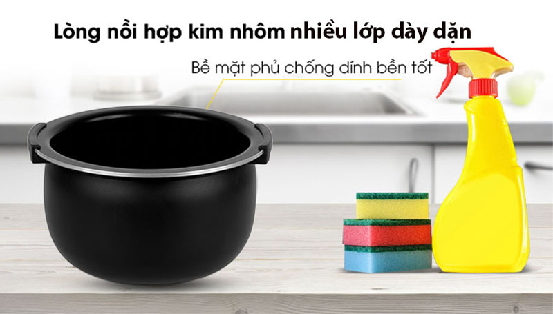 Lòng nồi cấu tạo từ hợp kim nhôm được phủ chống dính cao cấp