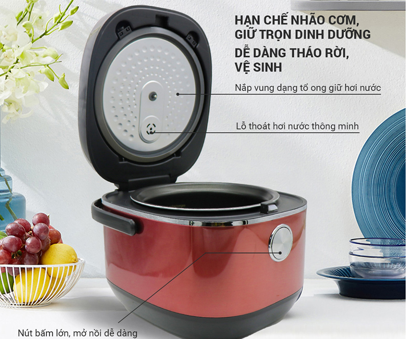 Thiết kế thông minh hạn chế tình trạng cơm bị nhão, ôi thiu