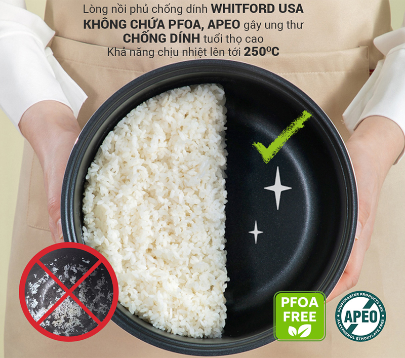 Lòng nồi dạng niêu được phủ chống dính Whitford USA cao cấp