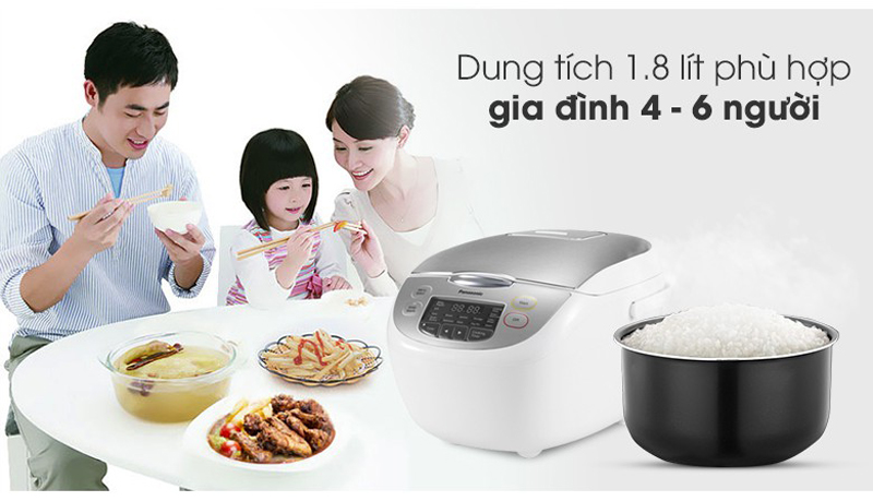 Dung tích là 1.8 lít đáp ứng nhu cầu sử dụng cho gia đình từ 4 - 6 thành viên