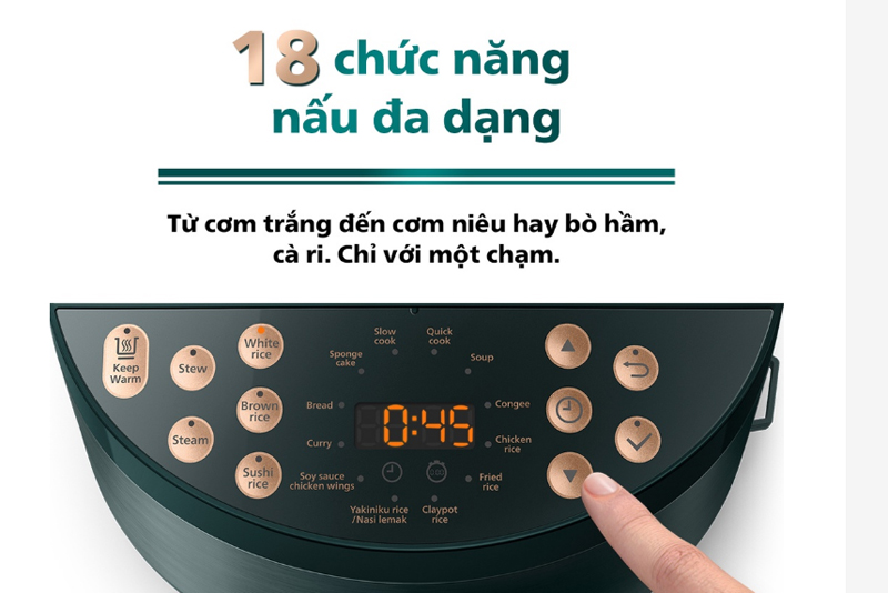 18 chương trình nấu ăn dễ dàng chỉ với một nút bấm