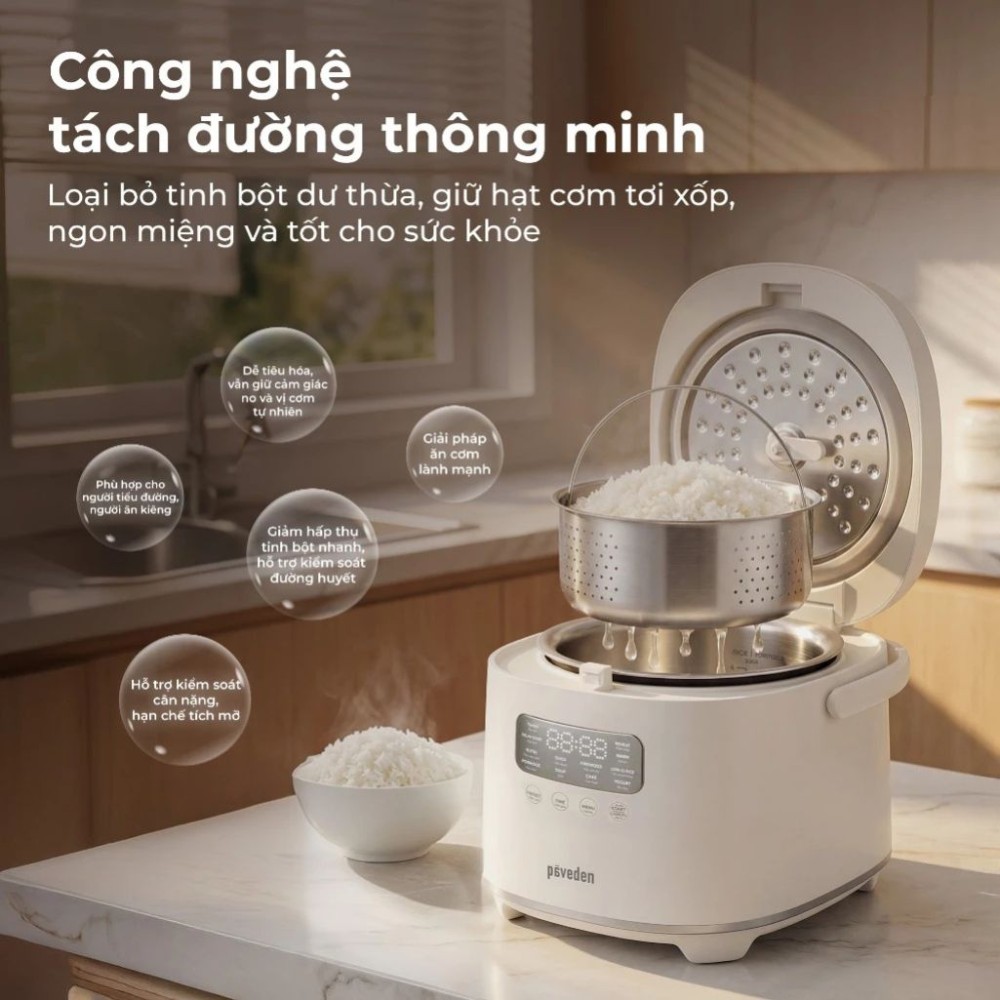 Nồi cơm điện tách đường Paveden 1.2 lít PR-3D12LSBE - Hàng chính hãng