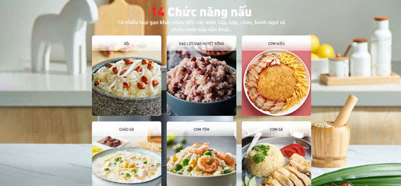 14 chương trình nấu được cài đặt sẵn