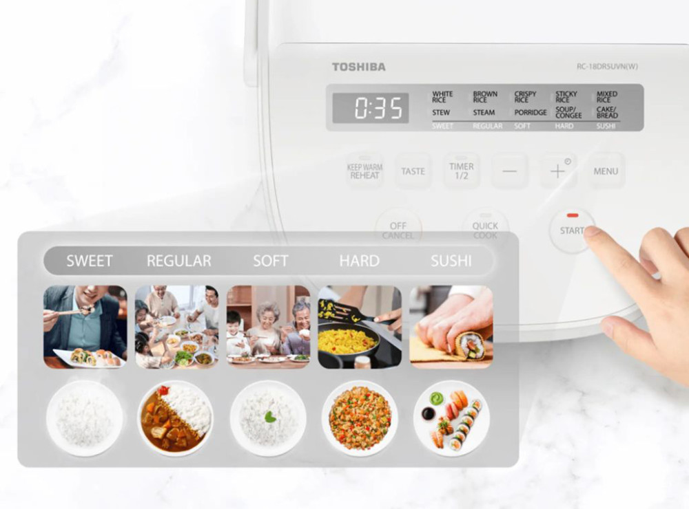 Nồi cơm điện tử Toshiba 1.8 lít RC-18DR5UVN(W) - Hàng chính hãng