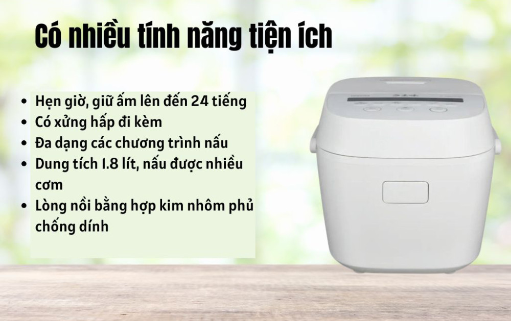 Nồi cơm điện tử Toshiba 1.8 lít RC-18DR5UVN(W) - Hàng chính hãng
