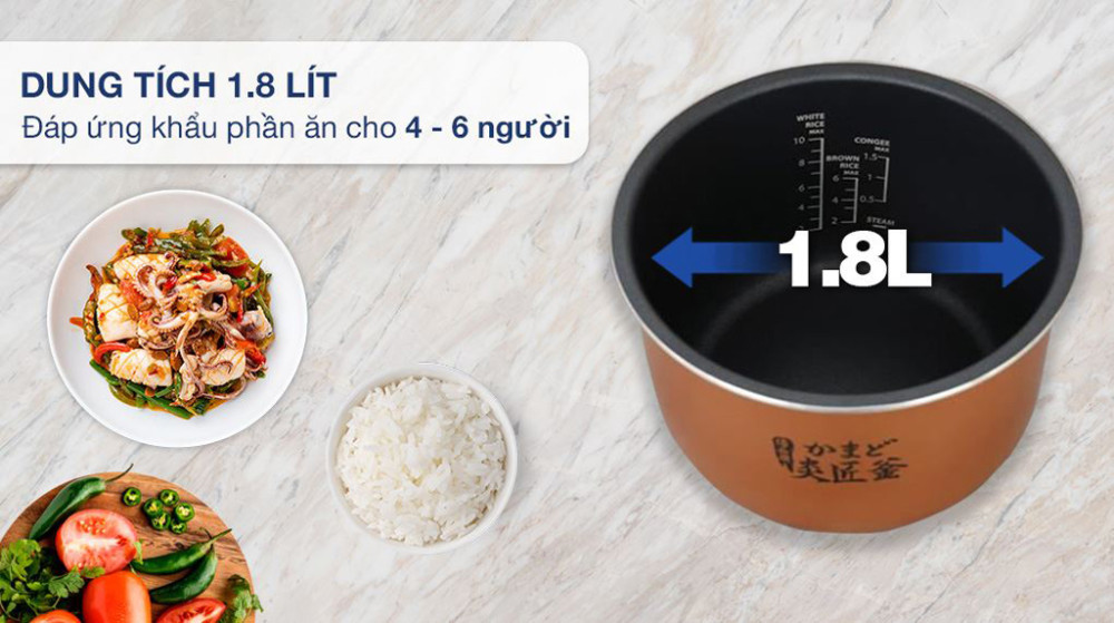 Nồi cơm điện tử Toshiba 1.8 lít RC-18DR5UVN(W) - Hàng chính hãng