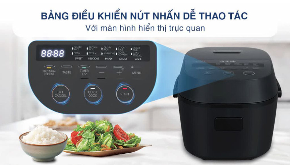 Nồi cơm điện tử Toshiba 1 lít RC-10DR5UVN(H) - Hàng chính hãng
