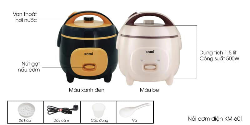 Nồi cơm nắp gài Komi KM-601 - Hàng chính hãng