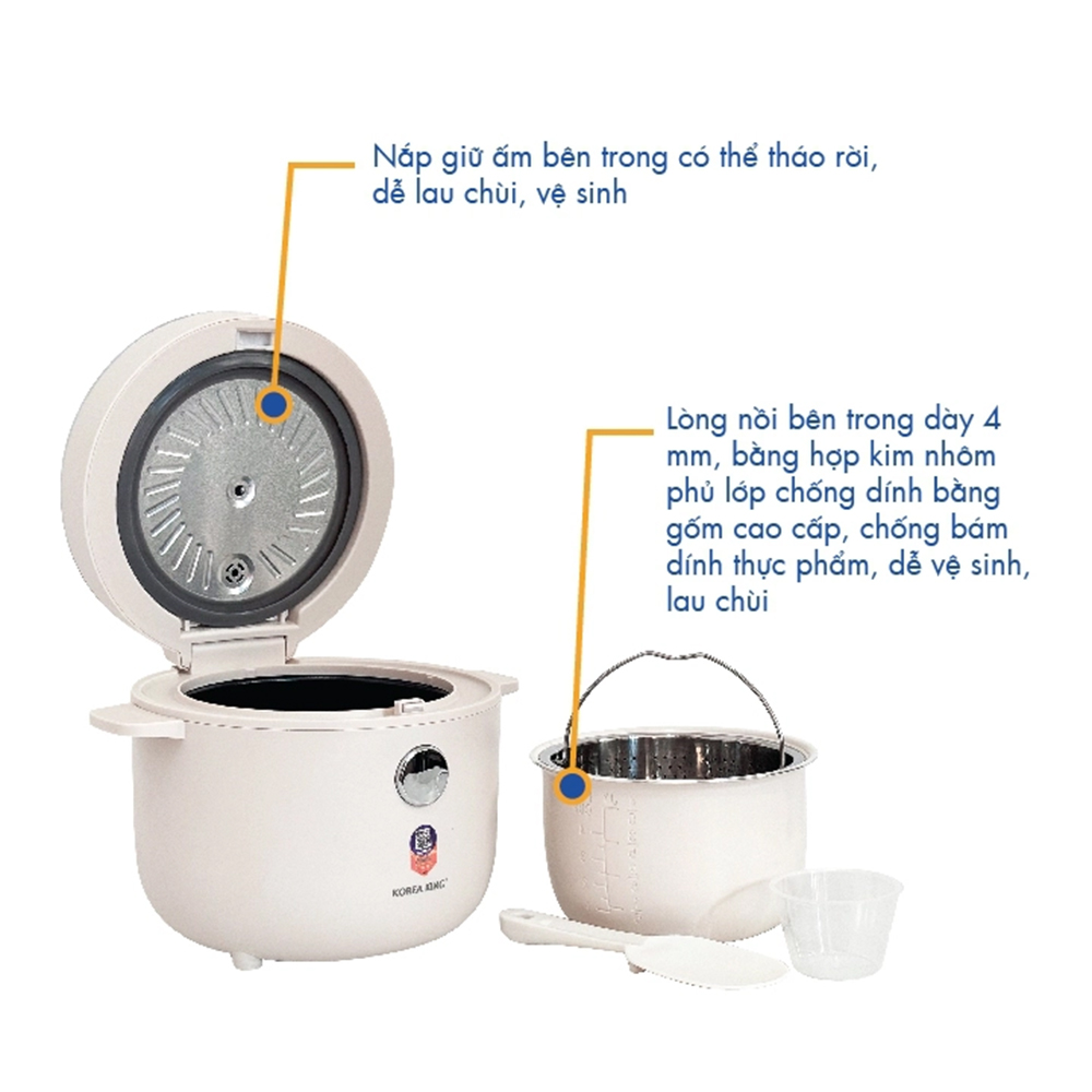 Nồi cơm tách đường Korea King PRC-12SLJT 1.2 lít - Hàng chính hãng
