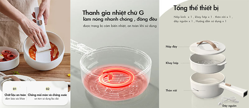 Chất liệu của Nồi điện đa năng Bear DRG-E15F2