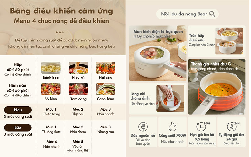 Nồi điện đa năng Bear DRG-P16K5 - Hàng chính hãng