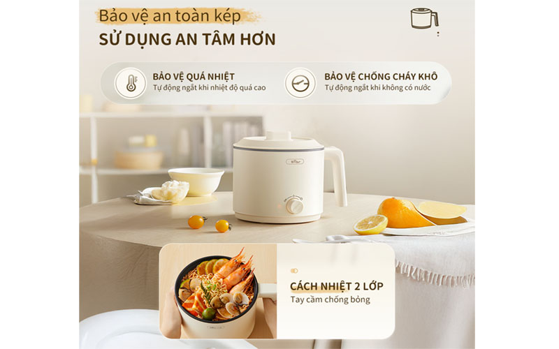Tính năng an toàn của Nồi điện đa năng Bear MC-4H16H