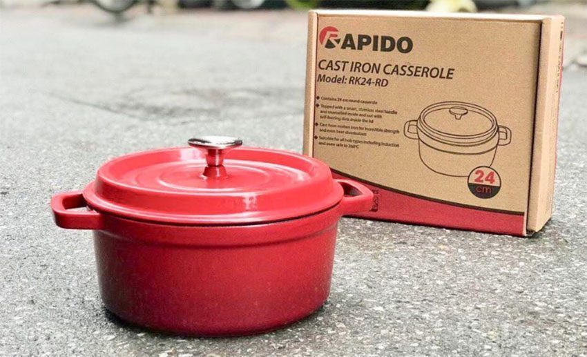 Nồi gang đúc 24cm Rapido RK24-RD - Hàng chính hãng