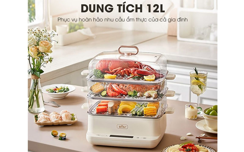 Nồi hấp điện 3 tầng Bear SB-NH12L - Hàng chính hãng
