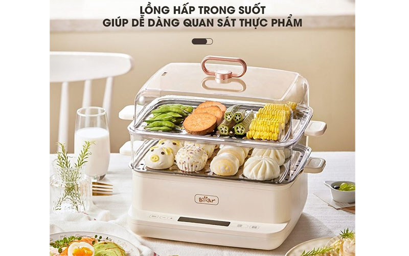Nồi hấp điện 3 tầng Bear SB-NH12L - Hàng chính hãng