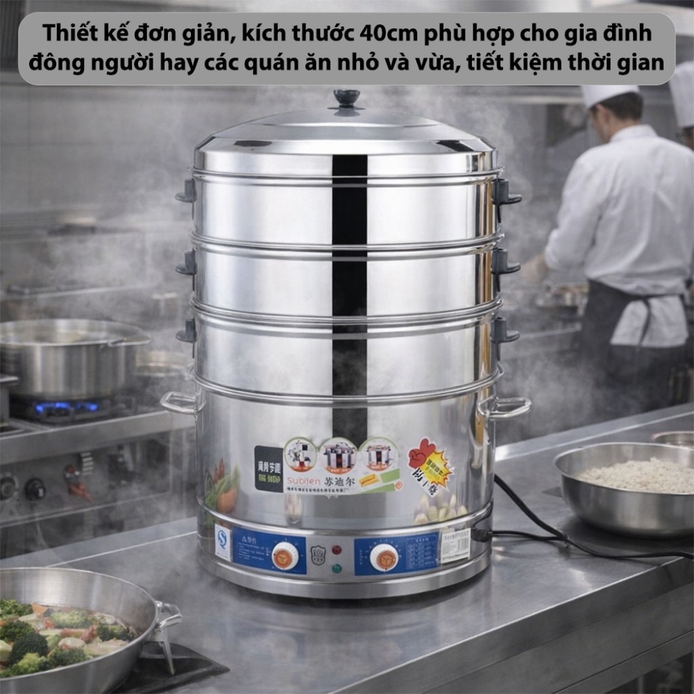 Nồi hấp điện 3 tầng công xuất 3000W Sudier Size-40cm - Hàng chính hãng