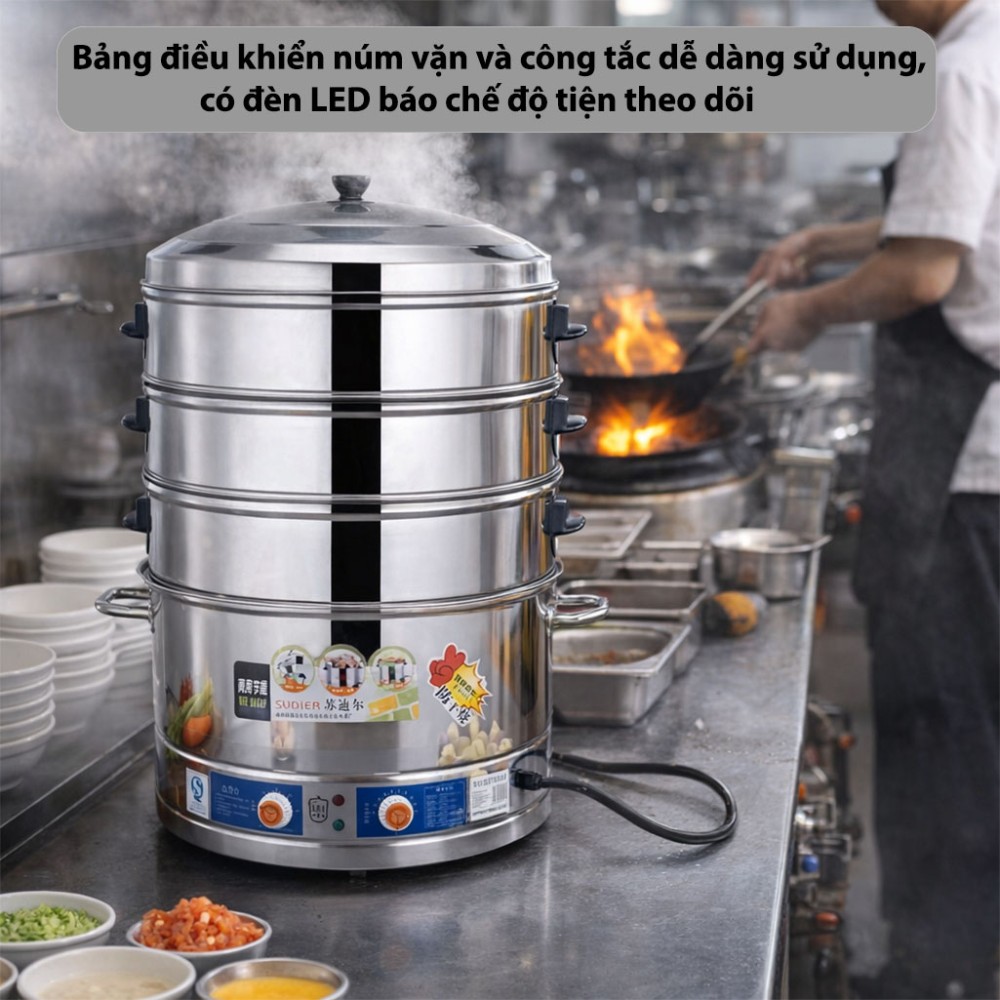Nồi hấp điện 3 tầng công xuất 3000W Sudier Size-47cm - Hàng chính hãng
