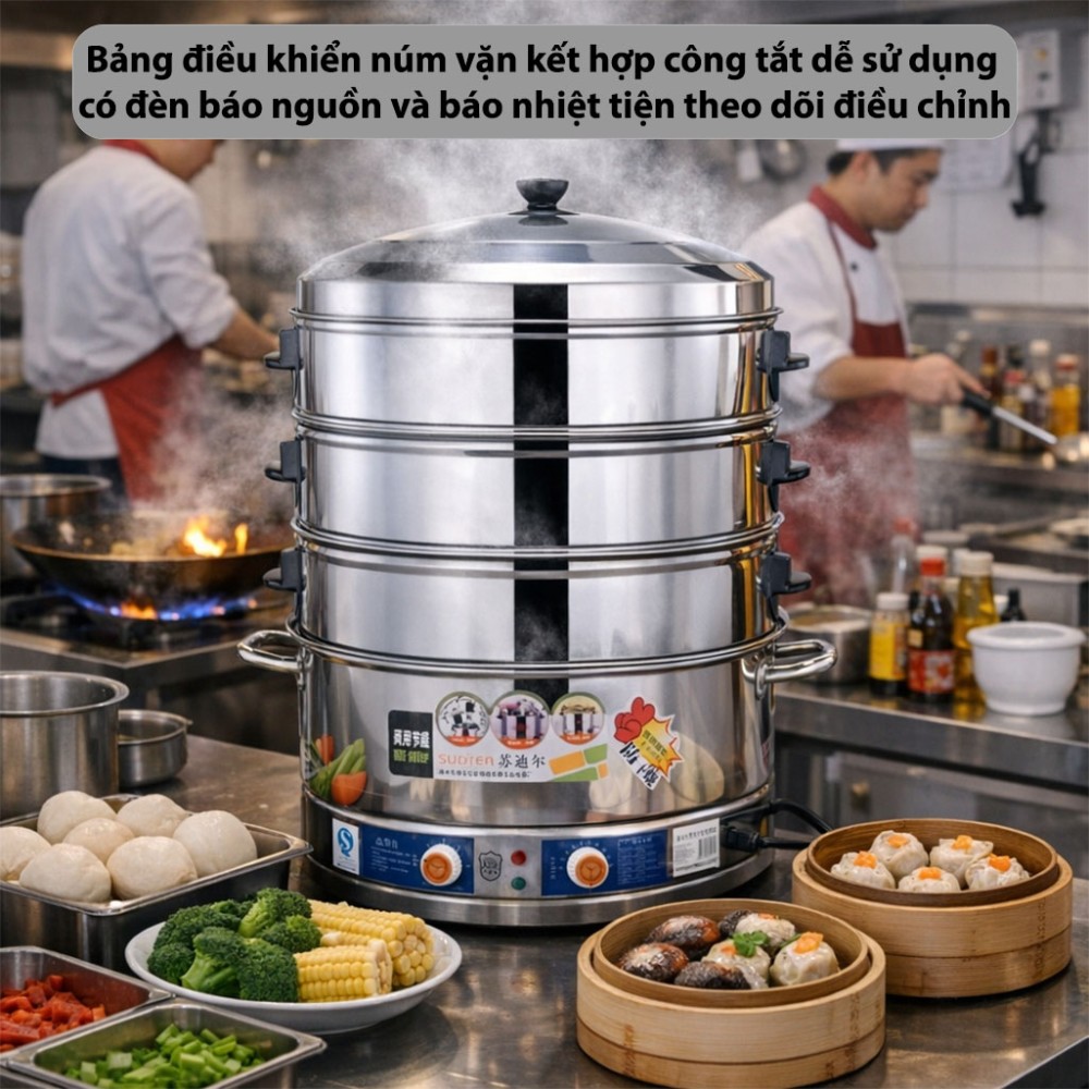 Nồi hấp điện 3 tầng công xuất 3000W Sudier Size-52cm - Hàng chính hãng