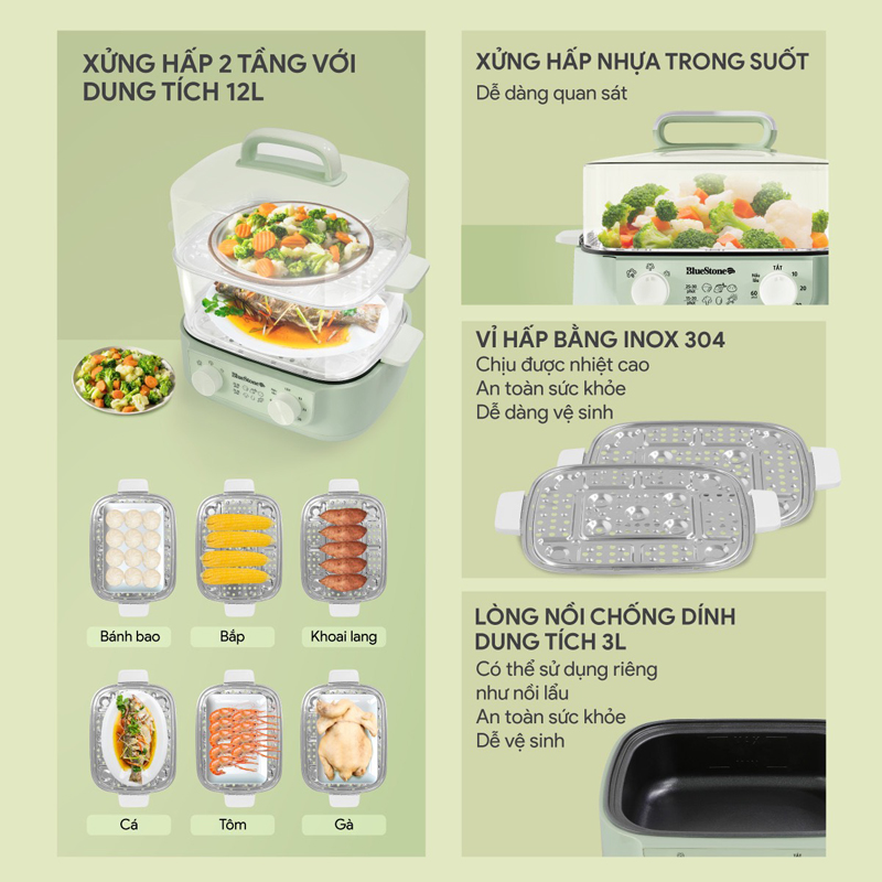 Có 6 chương trình được cài đặt sẵn, bạn chỉ cần xoay núm và chờ đợi thực phẩm chín để thưởng thức