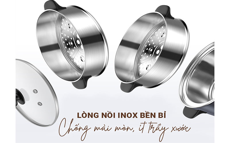 Chất liệu lòng nồi của Nồi hấp điện đa năng Nagakawa NAG3310