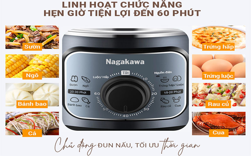 Bảng điều khiển của Nồi hấp điện đa năng Nagakawa NAG3310