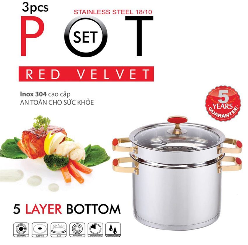 Nồi hấp inox Red Velvet Elmich EL0979