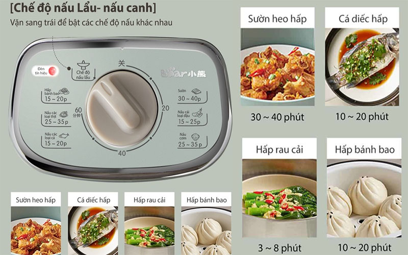 Nồi hấp và nấu lẩu điện đa năng Bear DZG-D80G5