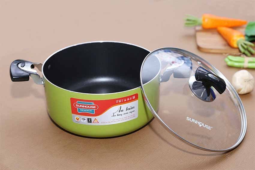 Chất liệu của nồi hợp kim nhôm đáy từ Sunhouse SHG14124